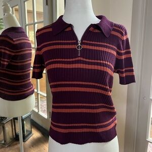 Hooked Up Ribbed polo sweater Quarter Zipper Size Medium